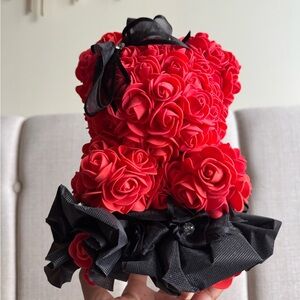 Red Rose Foam Teddy Bear with Black Tutu